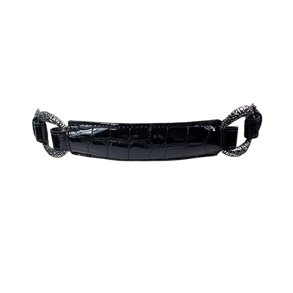 Brighton Black Croc Embossed Patent Leather Hook Belt size 34 - Picture 4 of 6